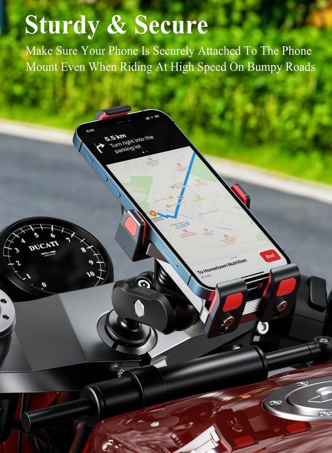 BRCOVAN Anti-Theft Aluminum Alloy Motorcycle Fork Stem Phone Mount Holder with Vibration Dampener & High-Speed Secure Lock, Adjustable Size, Big Phone Friendly, Fit 4.7'' - 7.2'' Cellphone - Image 4